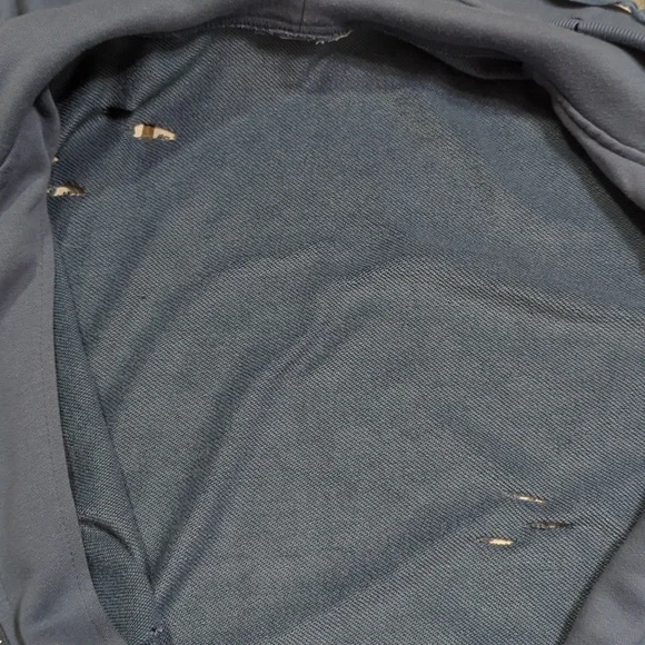🚨 3/$15!! Distressed/Torn Blue Zip Up Hoodie - Picture 6 of 10